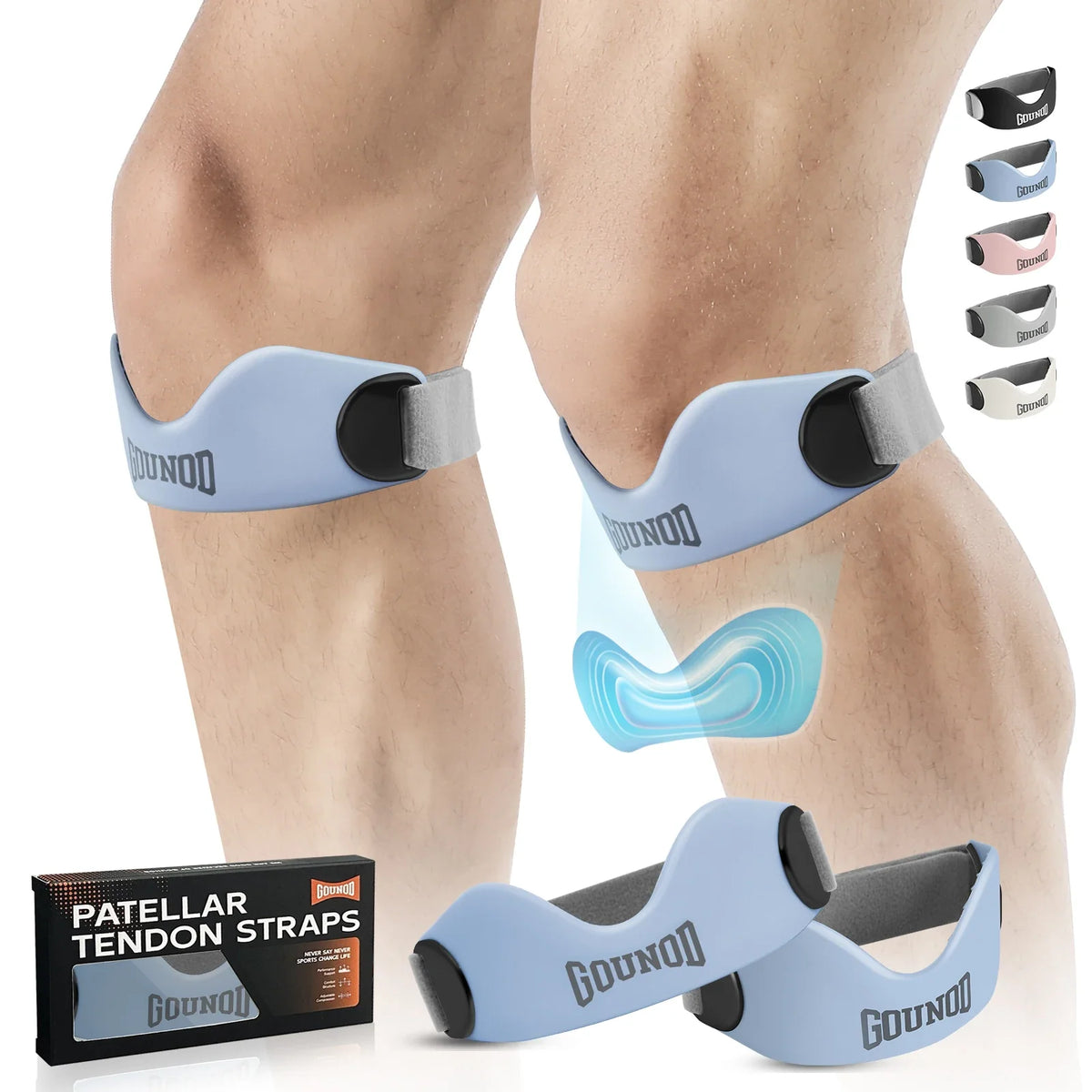 Patellar Tendon Strap – Gounod Silicone Knee Support for Pain Relief