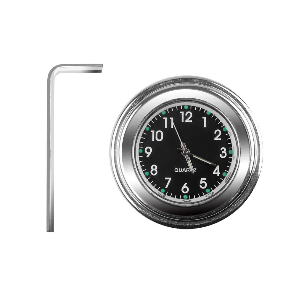 Motorcycle Handlebar Clock – Luminous Quartz, Fits 22-25mm