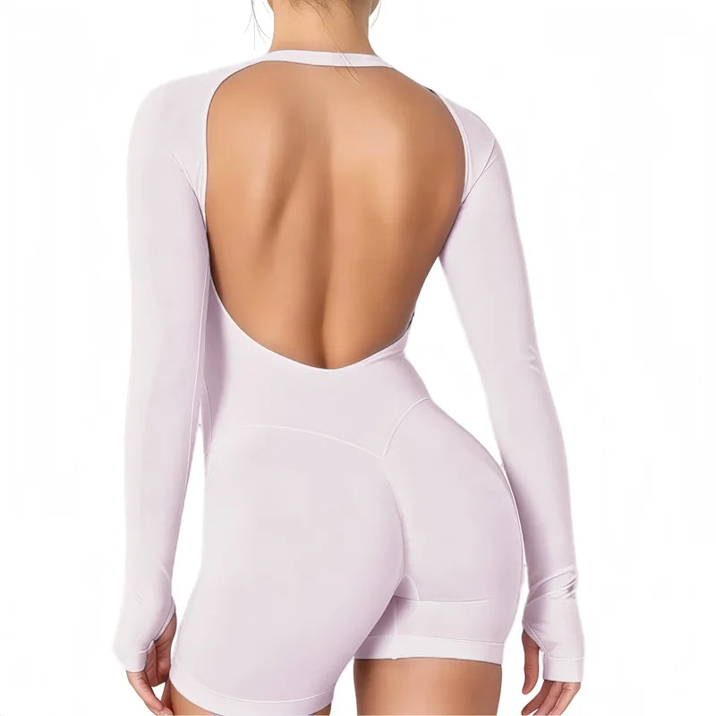 Women's Backless Long Sleeve Yoga Jumpsuit – Quick Dry