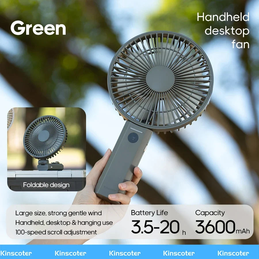 Handheld Folding Fan 3600mAh Rechargeable Desktop & Portable