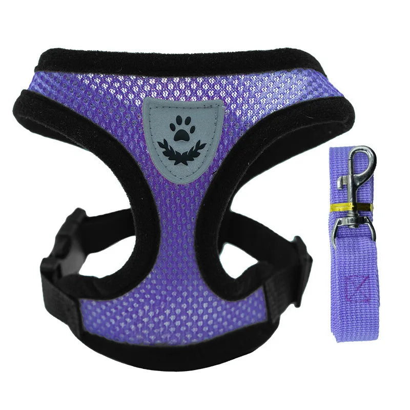 Dog Vest Walking Leash Puppy Cat Collar Polyester Adjustable Mesh Small Medium Pet Accessories