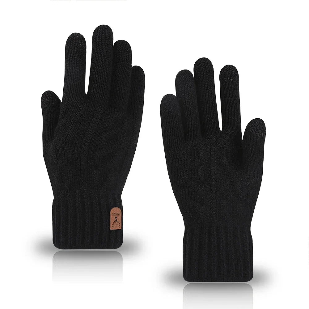 Men’s Thermal Wool Knitted Gloves, Touchscreen & Non-Slip for Winter Activities