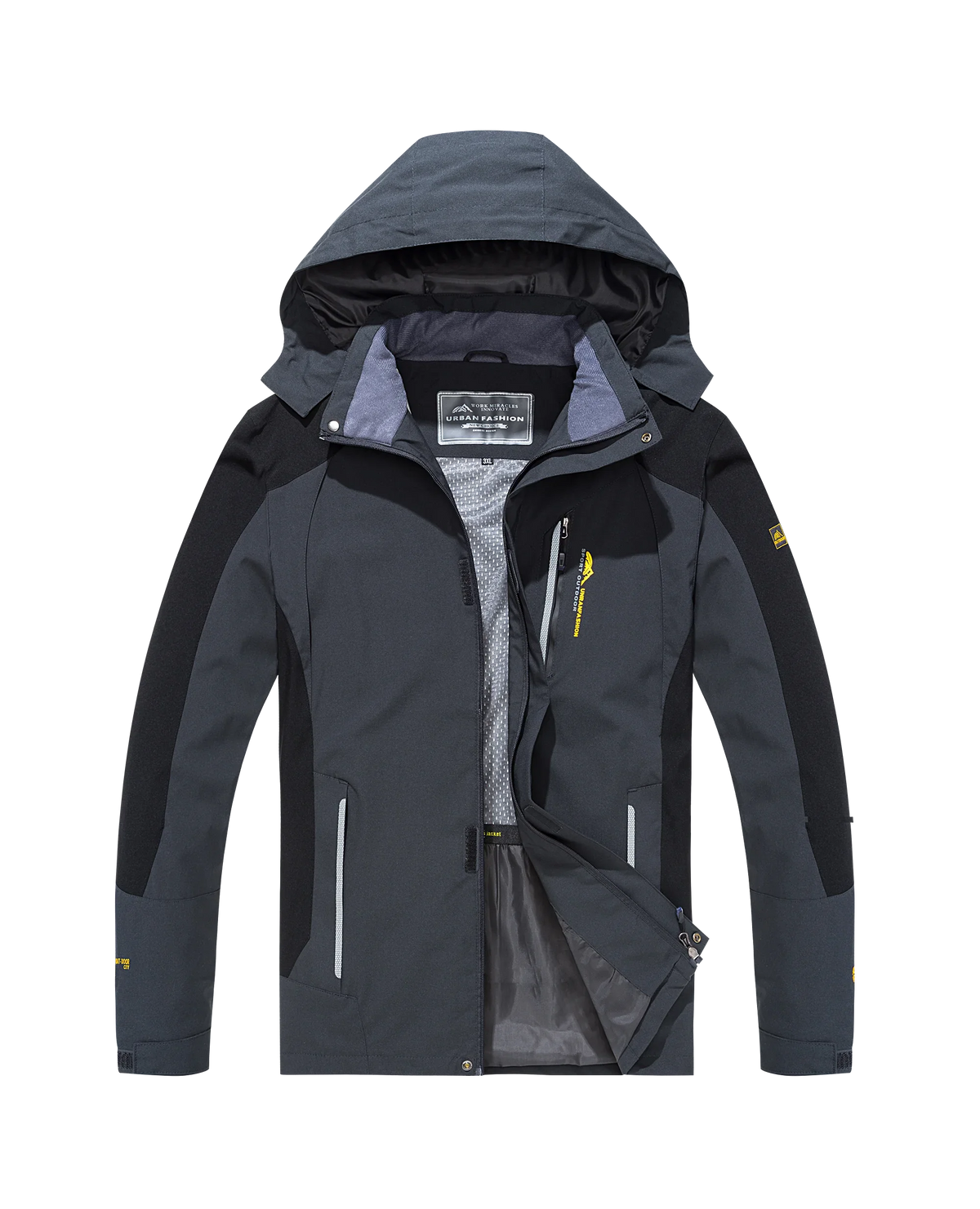 Men's Waterproof Hiking Jacket – Windproof Hooded Windbreaker Plus Size