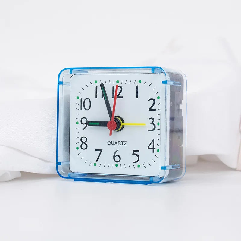 Small Quartz Alarm Clock – Compact Square Desk & Travel Clock