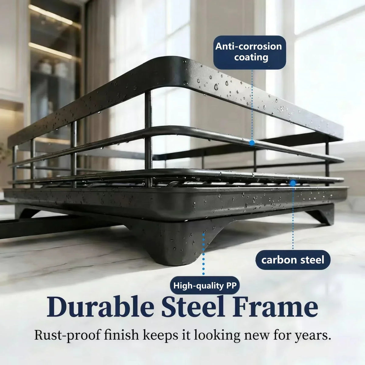 2-Tier Dish Drying Rack with Rotatable Drainage Tray & Accessories