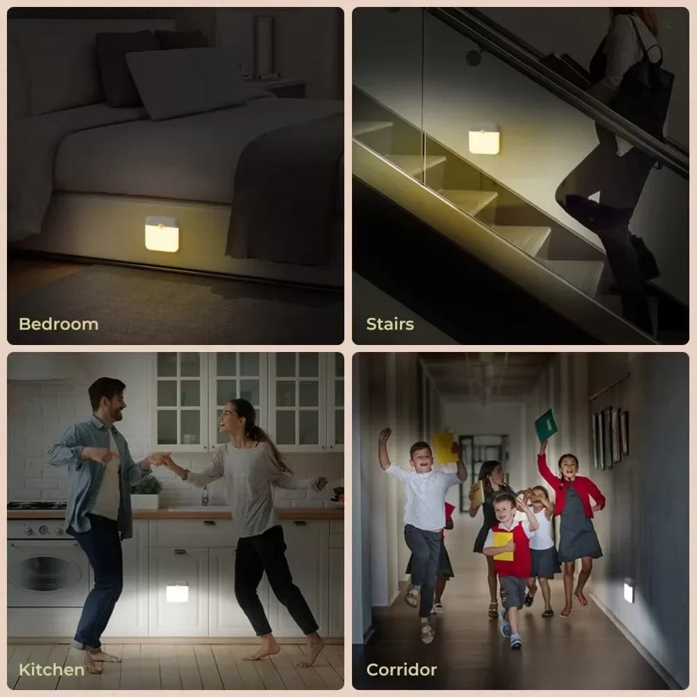 Motion Sensor Night Light – USB Rechargeable Square LED Lamp