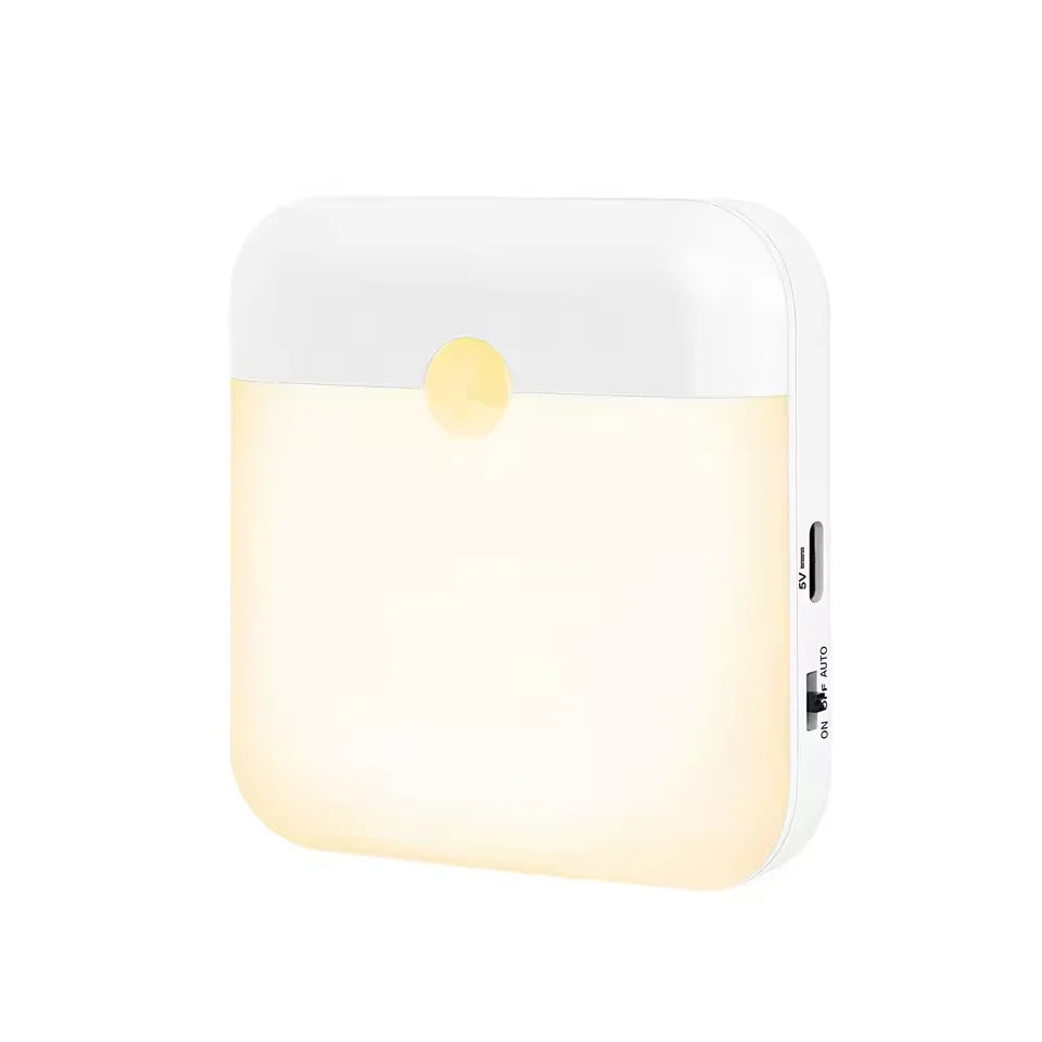 Motion Sensor Night Light – USB-C Rechargeable Square LED Lamp