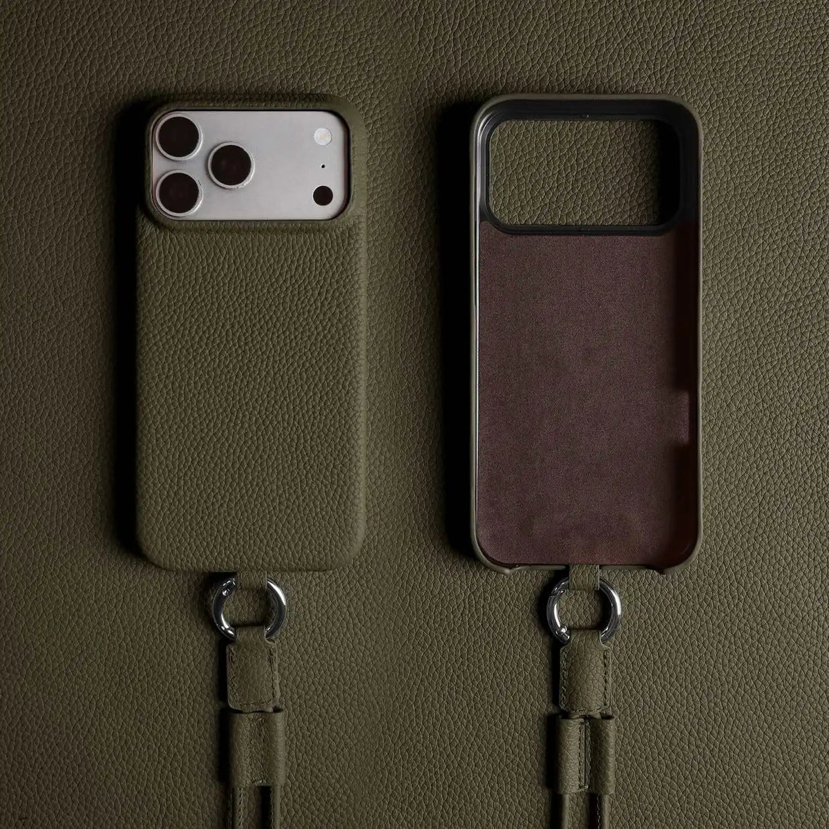 With Lanyard Genuine Leather iPhone Case