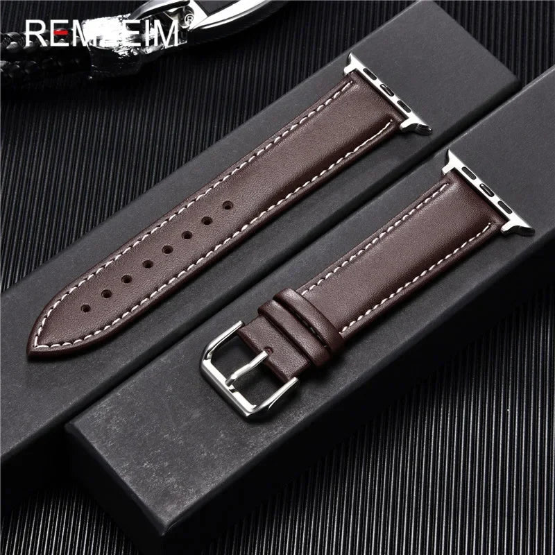 Men’s PU Leather Business Strap for Apple Watch, 38–49mm