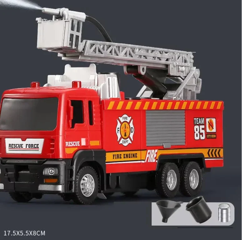 Diecast Fire Truck Toy with Lights Music and Water Spray