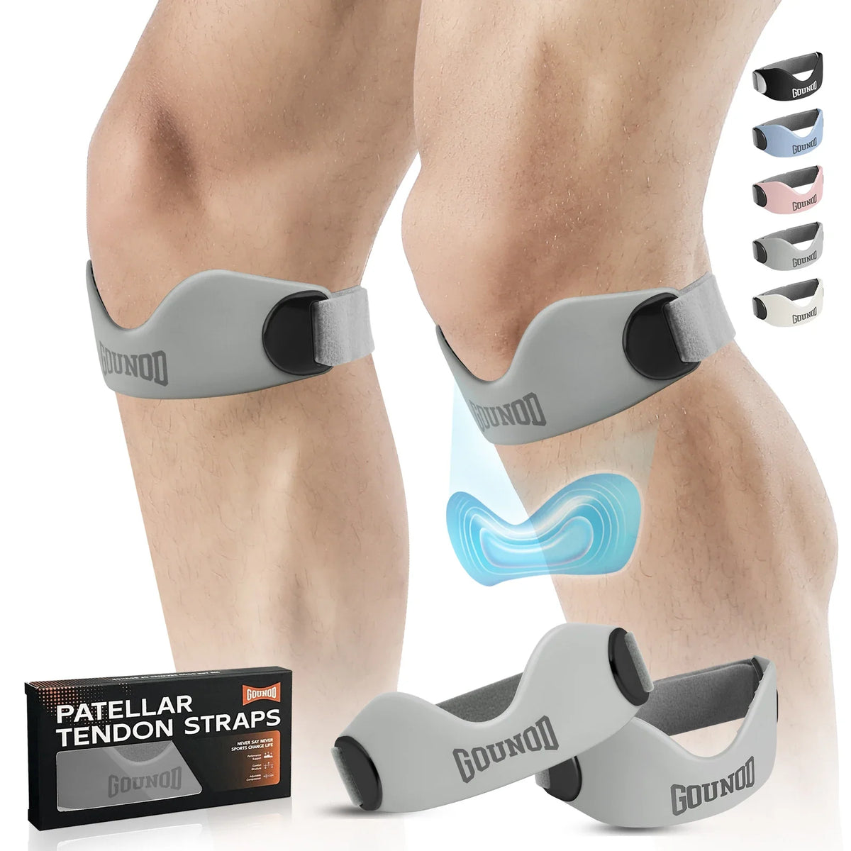 Patellar Tendon Strap – Gounod Silicone Knee Support for Pain Relief