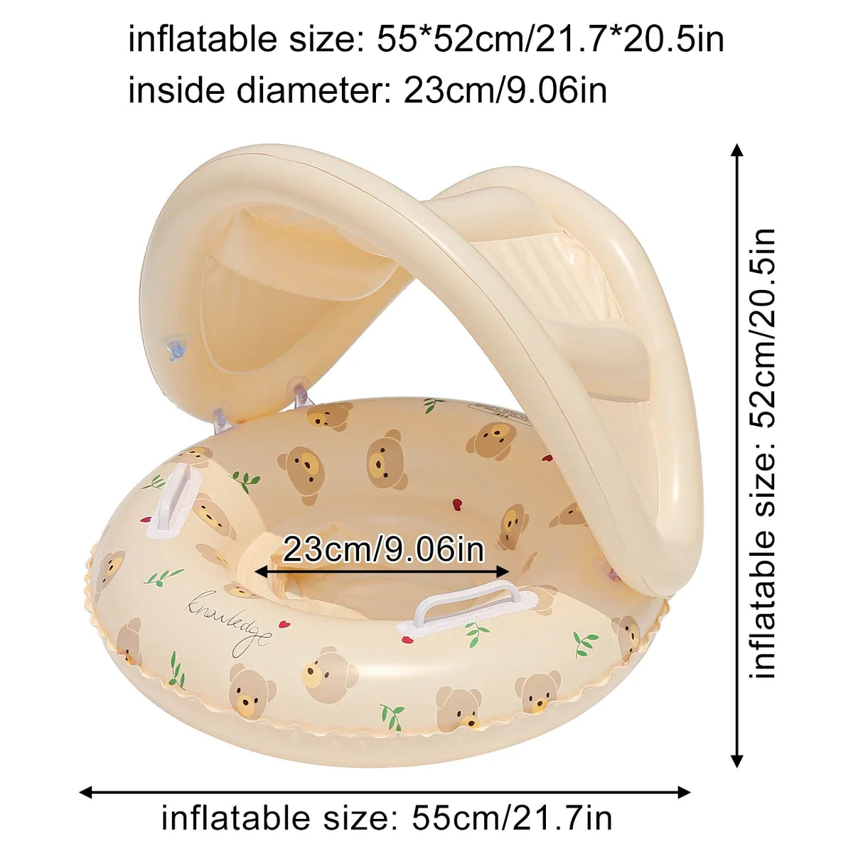 Baby Swim Ring with Detachable Sun Canopy – Infant Pool Float