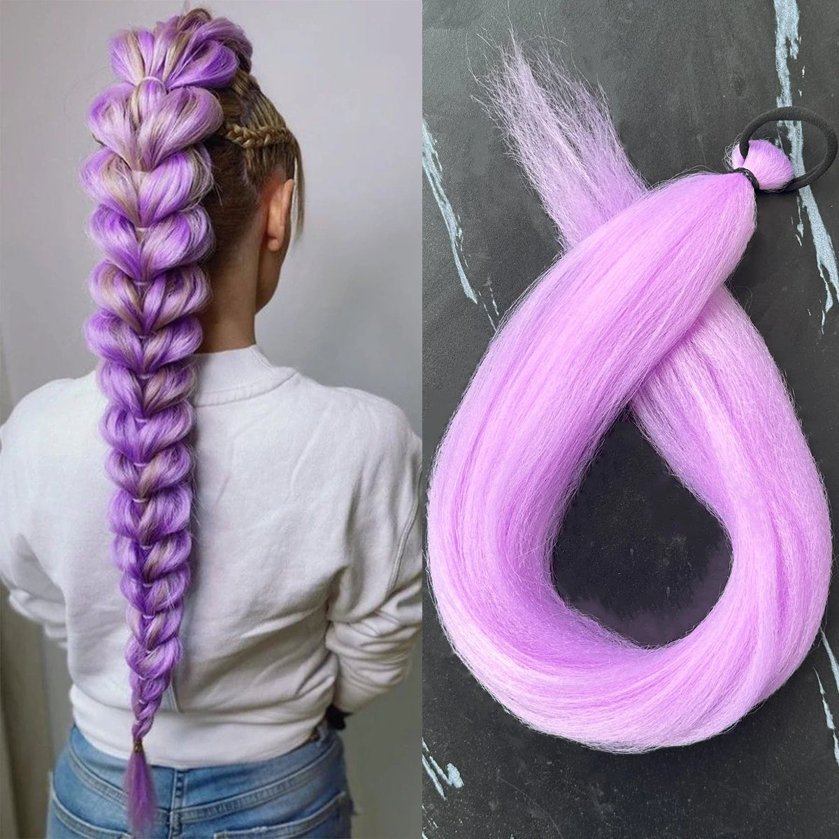 28-Inch Synthetic Straight Ponytail – DIY Braided Hair Extension