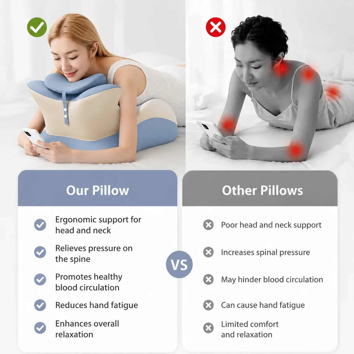 Multifunctional Memory Foam Prone Reading Pillow Relieve Neck Arm Fatigue Removable Headrest