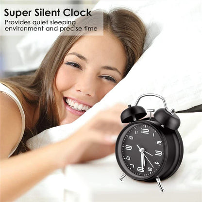 Twin Bell Alarm Clock – 4-Inch Loud Metal Desk Clock with Backlight & 3D Dial