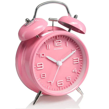 Twin Bell Alarm Clock – 4-Inch Loud Metal Desk Clock with Backlight & 3D Dial