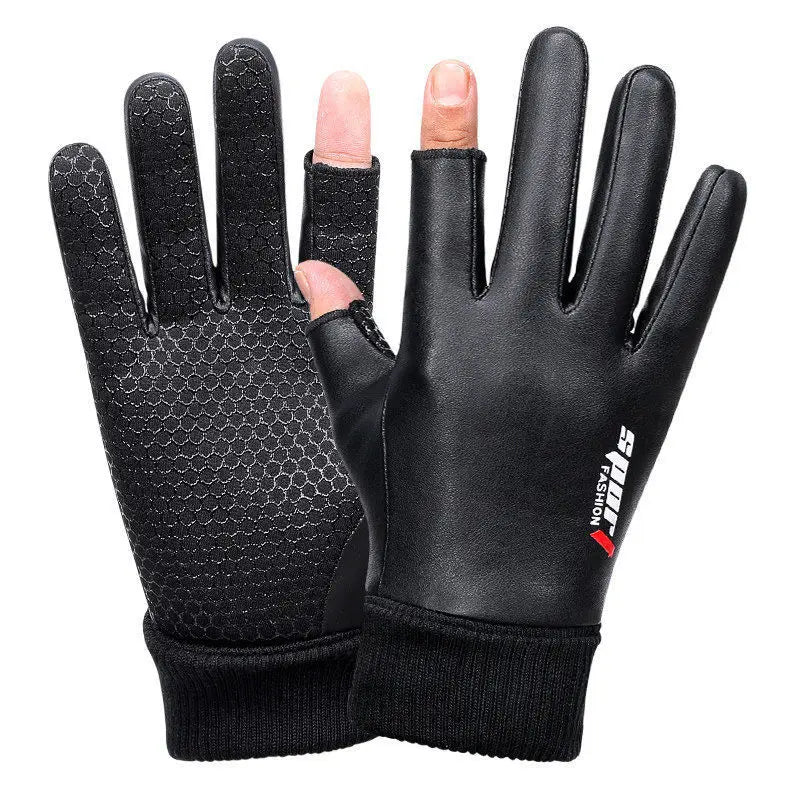Men’s Two-Finger Winter Gloves, Waterproof & Touchscreen for Cycling & Hiking