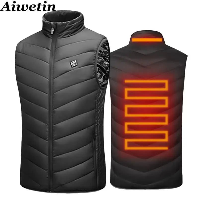 Men’s USB Heated Vest with 17 Heating Zones, Winter Outdoor Sports Waistcoat