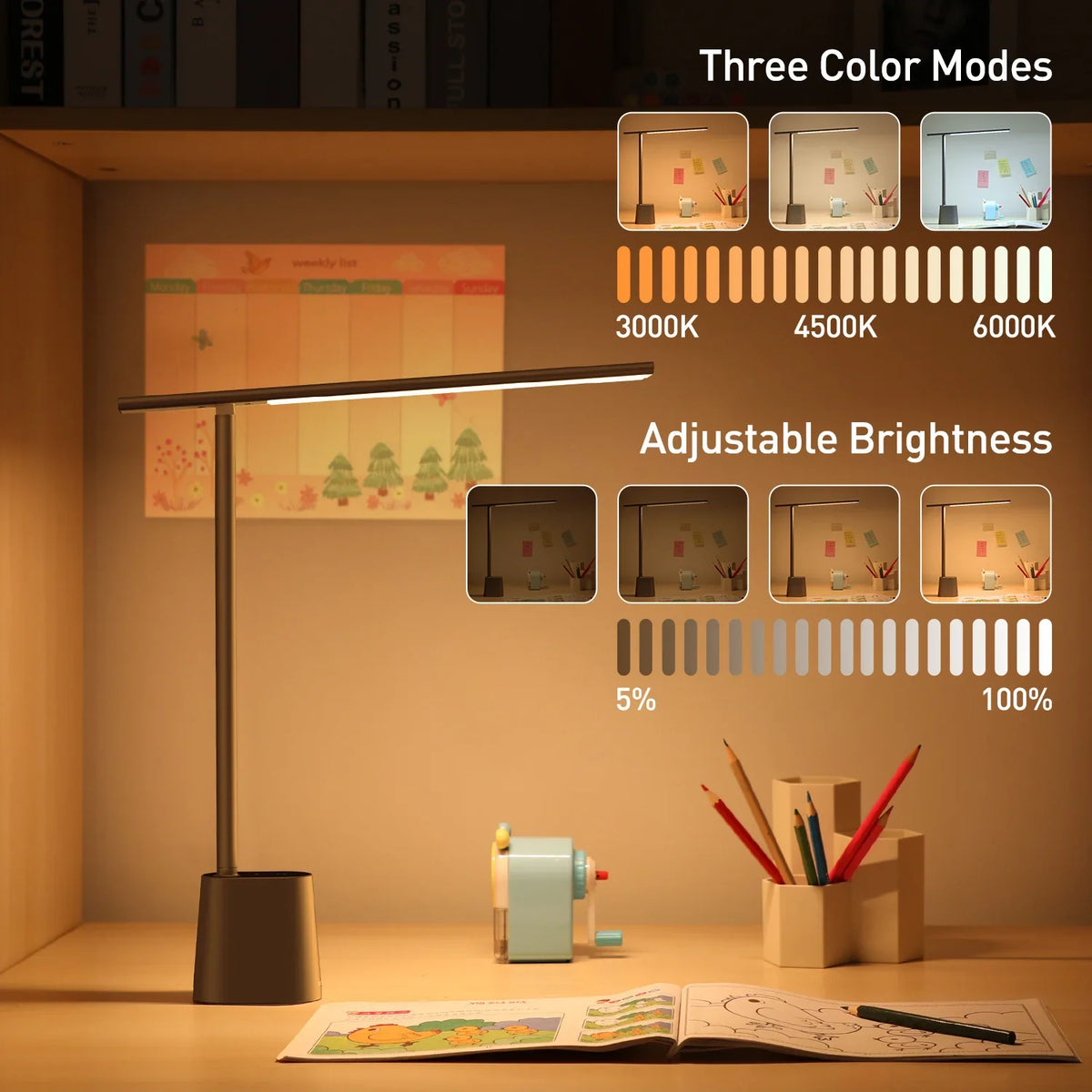 Baseus LED Desk Lamp – Dimmable Eye-Care Foldable Study Light