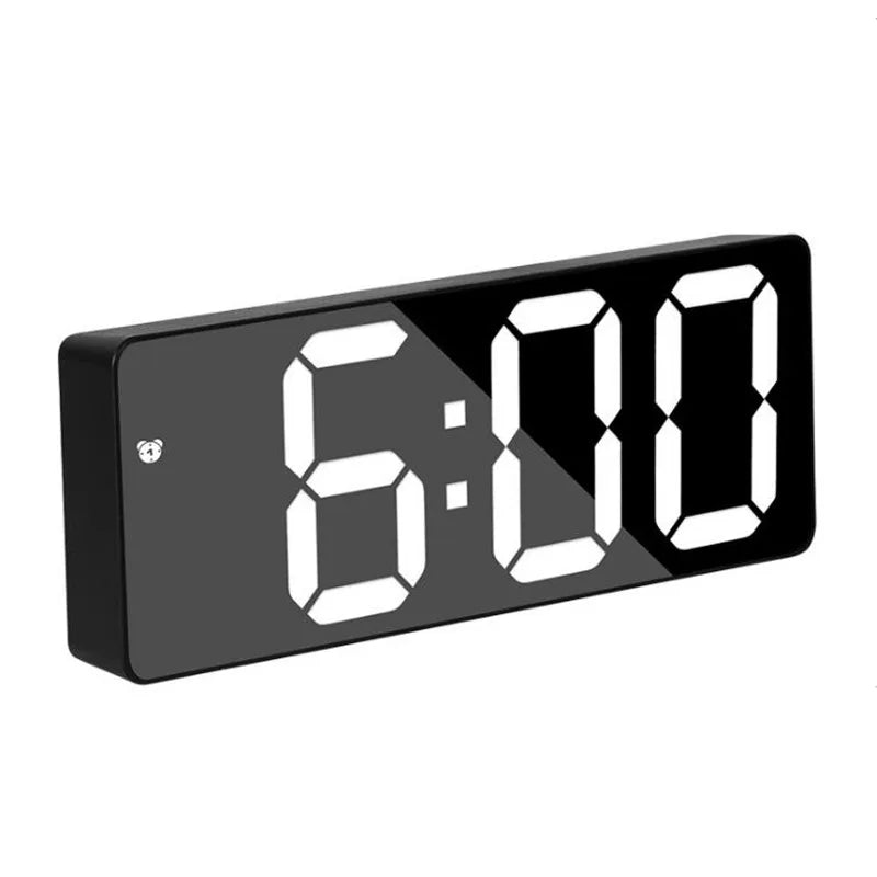 Digital LED Alarm Clock – Mirror & Acrylic, Voice Control, Dual Alarm