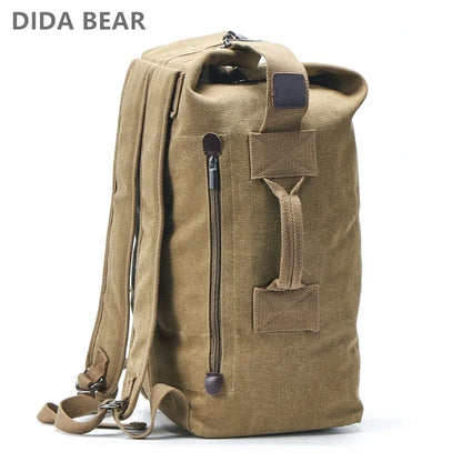 Large Canvas Bucket Backpack for Men – Military Travel Rucksack