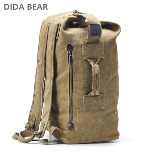 Large Canvas Bucket Backpack for Men – Military Travel Rucksack