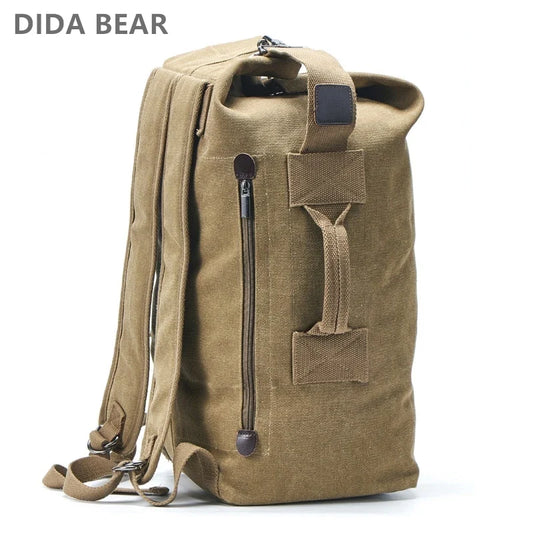 Large Canvas Bucket Backpack for Men – Military Travel Rucksack