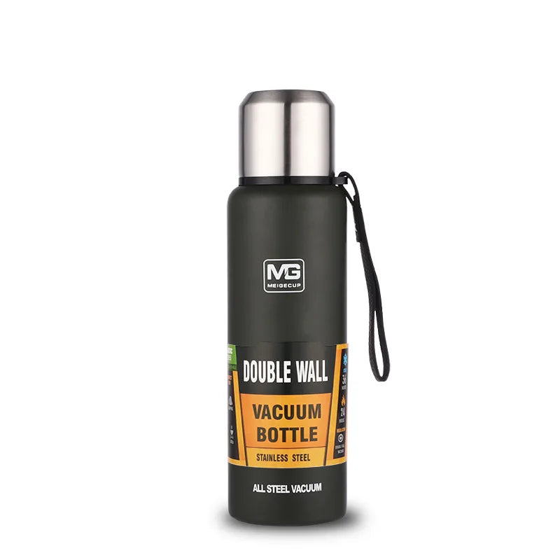 Stainless Steel Vacuum Thermos Bottle – Large Capacity Insulated Flask with Carry Bag