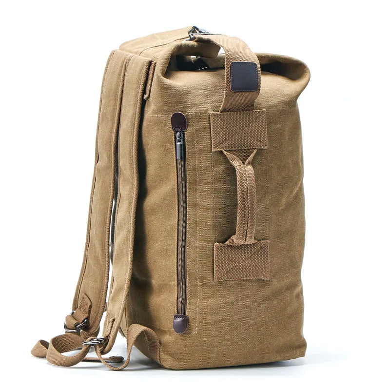 Large Canvas Bucket Backpack for Men – Military Travel Rucksack