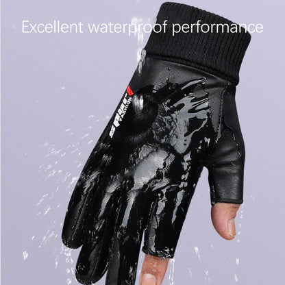 Men’s Two-Finger Winter Gloves, Waterproof & Touchscreen for Cycling & Hiking