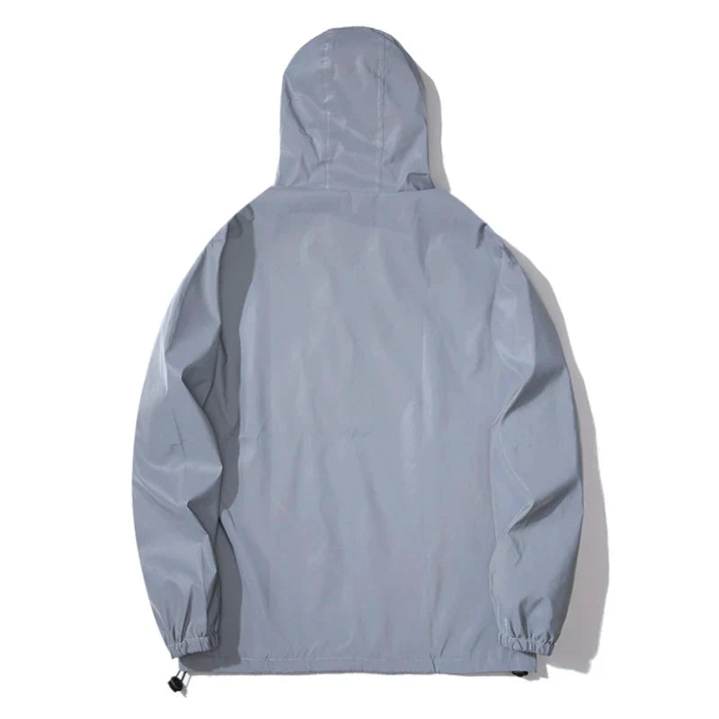 Men's Reflective Windbreaker Hooded Jacket – Waterproof Hip Hop Coat