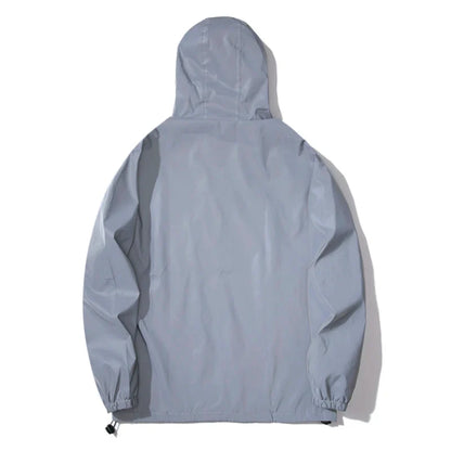 Men's Reflective Windbreaker Hooded Jacket – Waterproof Hip Hop Coat