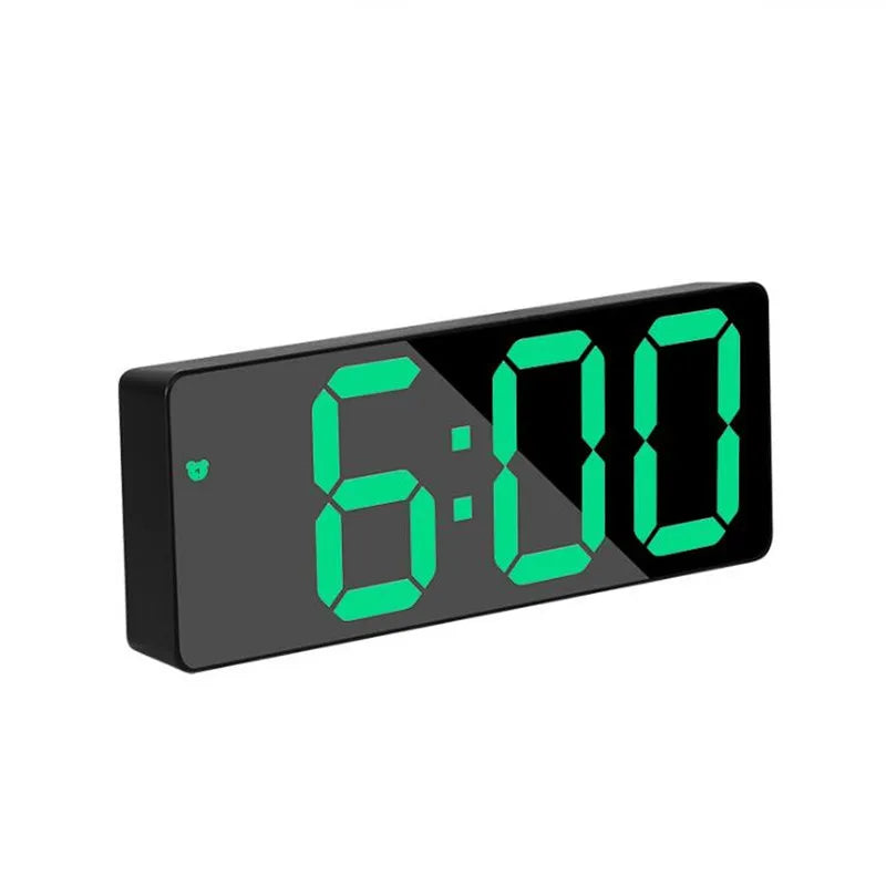 Digital LED Alarm Clock – Mirror & Acrylic, Voice Control, Dual Alarm