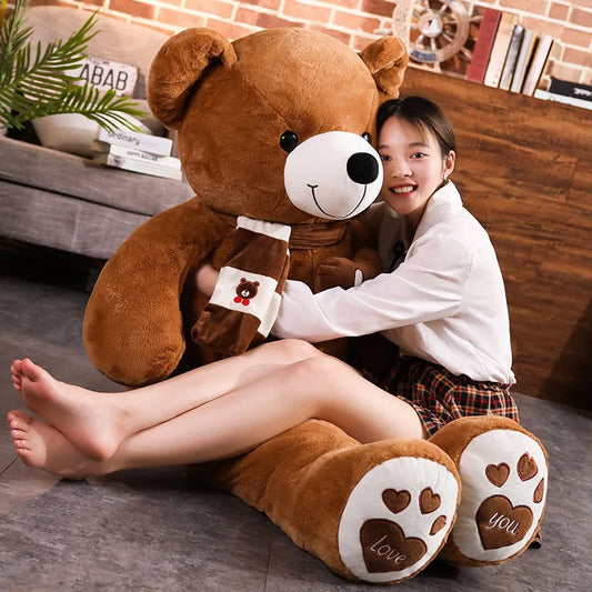 Teddy Bear Plush Toy with Scarf & Love Heart – 31.5in Stuffed Animal