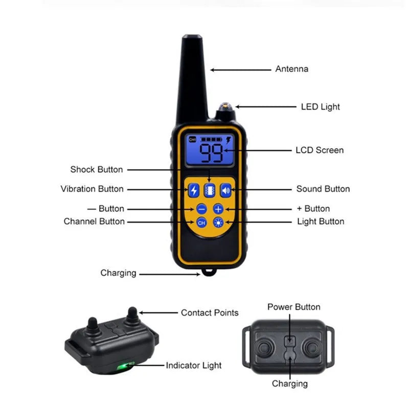 Electric Dog Training Collar Waterproof Bark Pet Remote Control Rechargeable Anti Barking Device All