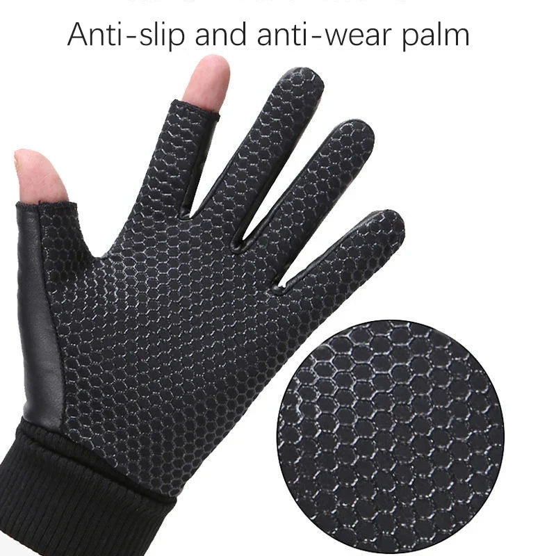 Men’s Two-Finger Winter Gloves, Waterproof & Touchscreen for Cycling & Hiking