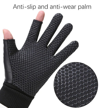 Men’s Two-Finger Winter Gloves, Waterproof & Touchscreen for Cycling & Hiking