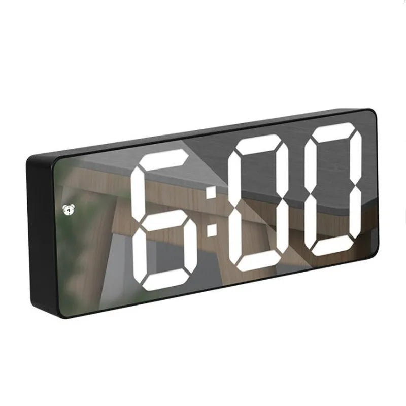 Digital LED Alarm Clock – Mirror & Acrylic, Voice Control, Dual Alarm