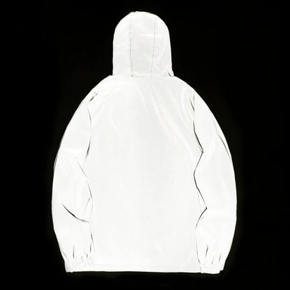 Men's Reflective Windbreaker Hooded Jacket – Waterproof Hip Hop Coat