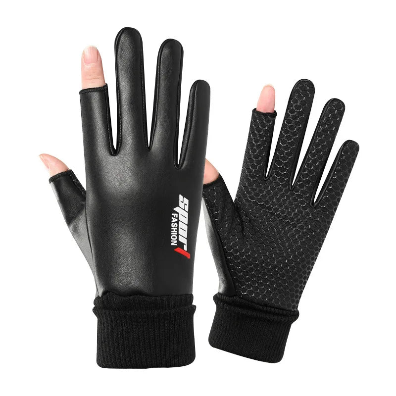 Men’s Two-Finger Winter Gloves, Waterproof & Touchscreen for Cycling & Hiking
