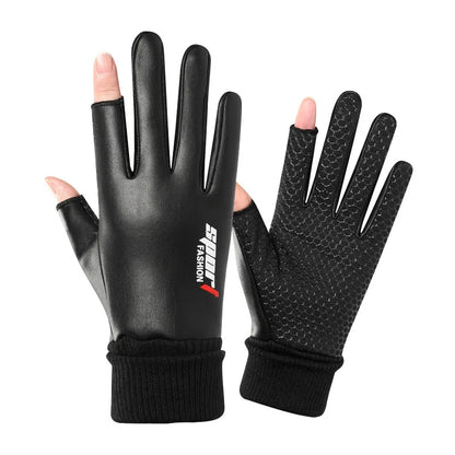 Men’s Two-Finger Winter Gloves, Waterproof & Touchscreen for Cycling & Hiking