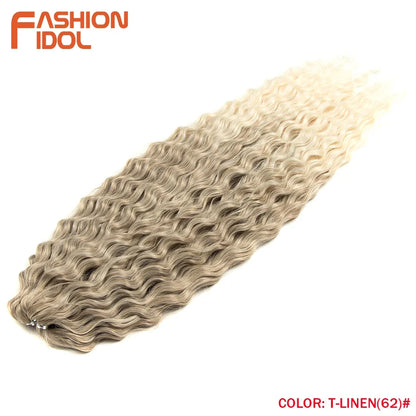 24 Inch Water Wave Crochet Braiding Hair – Synthetic Twist Curly Ombre Extensions