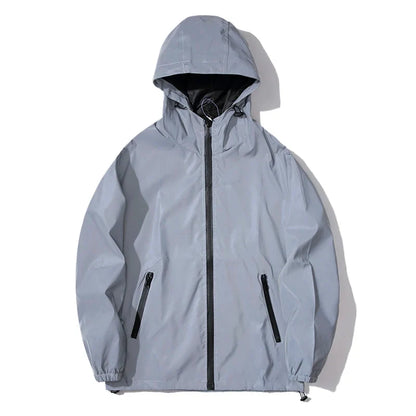 Men's Reflective Windbreaker Hooded Jacket – Waterproof Hip Hop Coat