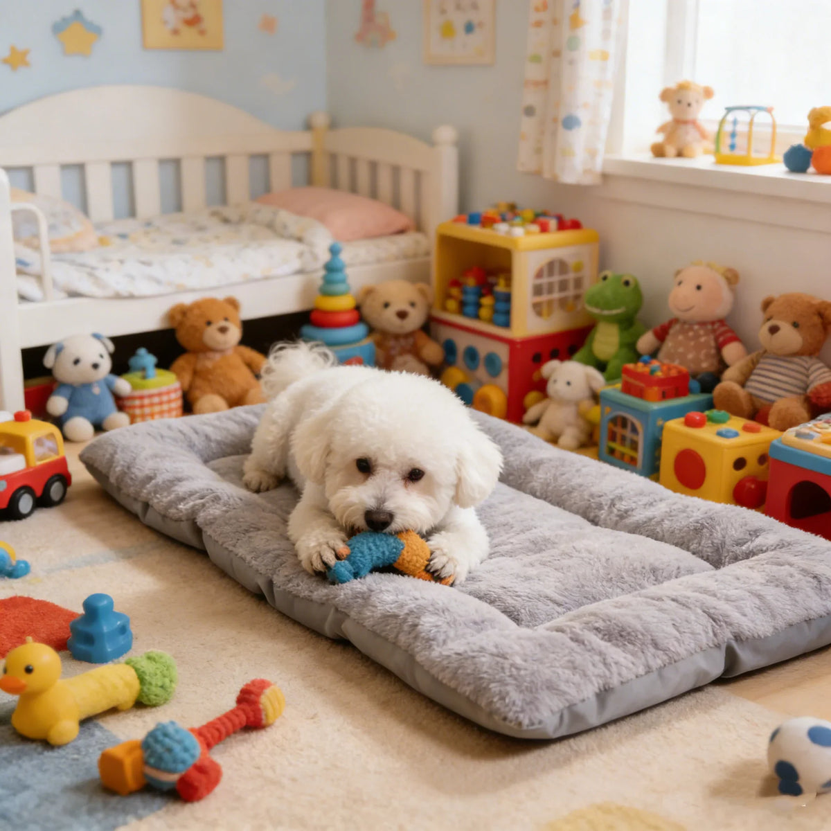 Plush Dog Bed Mat – Thickened Soft Polyester Crate Pad, S/M/L