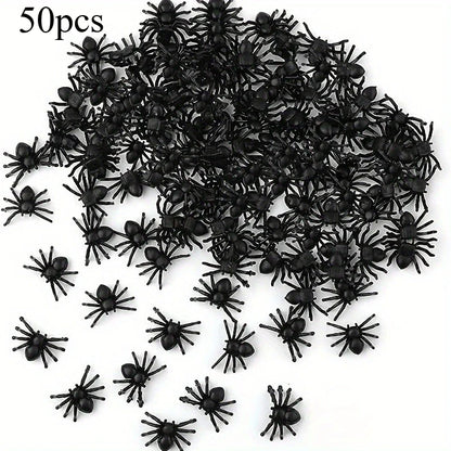 Plastic Mini Black Spiders Halloween Decoration (50/100pcs)