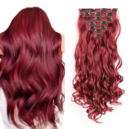 22 Inch Curly Wavy Clip In Hair Extensions 7PCS