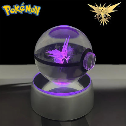 Pokemon 3D Crystal Poke Ball Night Light with LED Base