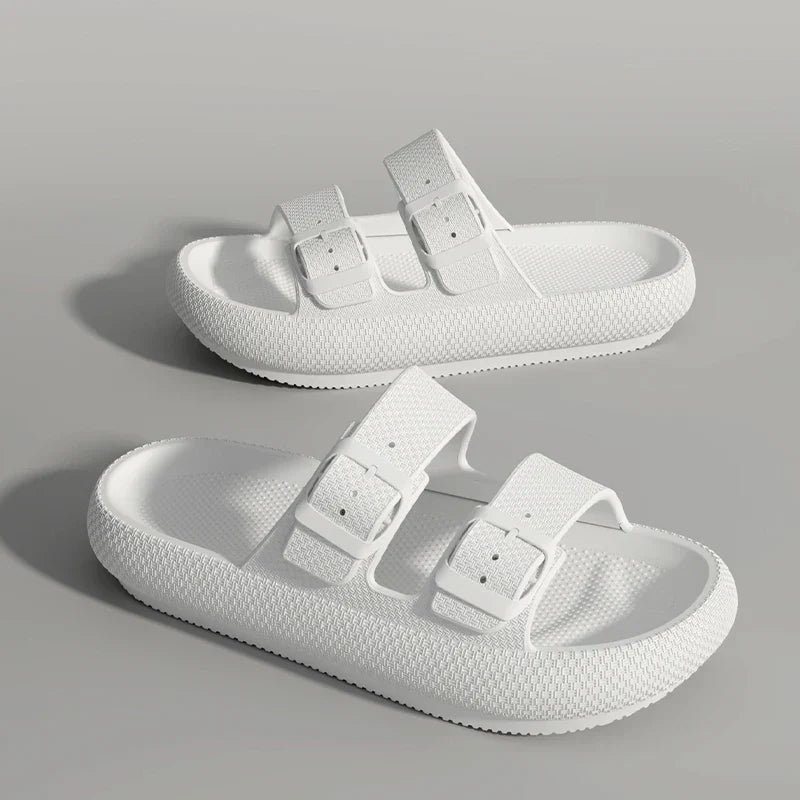 Thick Sole Sandals – Non-Slip Double Strap Slides for Men & Women