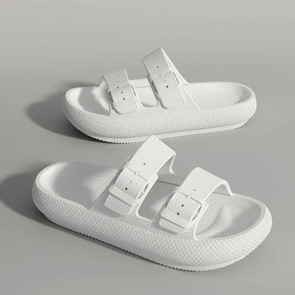 Thick Sole Sandals – Non-Slip Double Strap Slides for Men & Women