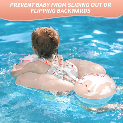 Inflatable Baby Swim Float Ring with Sun Canopy & Toy Beads